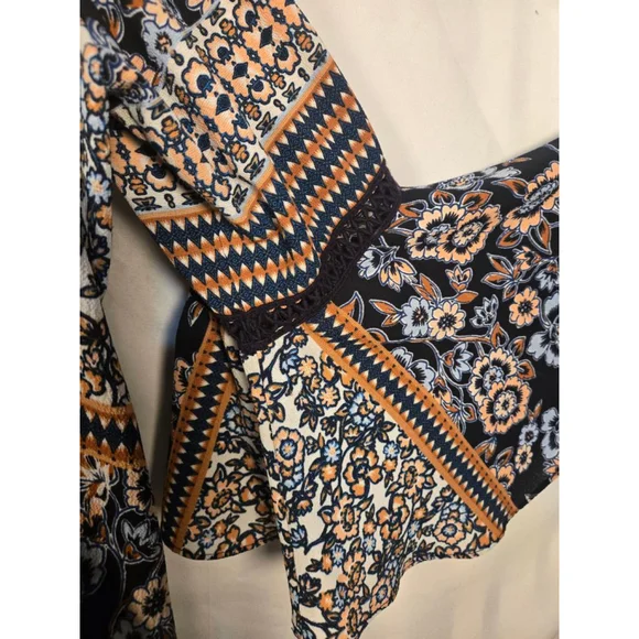 Women's WESTPORT 1962 Long Sleeve Dress 2X Black Orange Floral - Picture 8 of 11